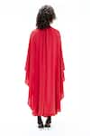 Leh Studios_Red Viscose, Polyester, Crepe Collared Alara Embellished Dress _Online_at_Aza_Fashions