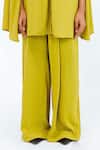 Shop_Leh Studios_Green Viscose, Polyester, Crepe Collared Cherice Solid Shirt With Pant _Online_at_Aza_Fashions