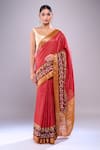 Buy Naintara Bajaj Red Chanderi Embroidery Blossom Hem Saree With Running Blouse at Aza Fashions Buy_Naintara Bajaj_Red Chanderi Embroidery Blossom Hem Saree With Running Blouse _at_Aza_Fashions