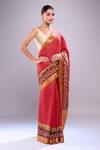 Buy Naintara Bajaj Red Chanderi Embroidery Blossom Hem Saree With Running Blouse Buy_Naintara Bajaj_Red Chanderi Embroidery Blossom Hem Saree With Running Blouse