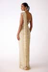 Shop_Basanti Kapde aur Koffee_Off White Georgette Beads, Mirrors, Embroidery, Pre-draped Saree With Blouse _at_Aza_Fashions
