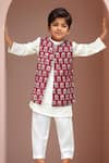 Buy_Petite Pomme_White Cotton Sequins Crimson Dahlia Kurta Set With Bundi _at_Aza_Fashions