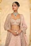 Arpita Mehta_Pink Organza, Net Embroidery, Mirrors, Zari, Floral Hand Bridal Lehenga Set _at_Aza_Fashions