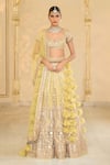 Buy_Arpita Mehta_Mint Net Mirrors, Embroidery, Pom-poms, Tassels Thread And Hand Lehenga Set _at_Aza_Fashions
