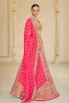 Arpita Mehta_Pink Organza, Net Embroidery, Mirrors, Metallic Thread, And Bridal Lehenga Set _Online_at_Aza_Fashions