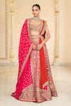Buy_Arpita Mehta_Pink Organza, Net Embroidery, Mirrors, Metallic Thread, And Bridal Lehenga Set _at_Aza_Fashions