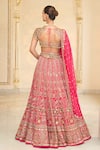 Shop_Arpita Mehta_Pink Organza, Net Embroidery, Mirrors, Metallic Thread, And Bridal Lehenga Set _at_Aza_Fashions