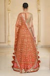 Shop_Arpita Mehta_Orange Organza, Net Mirrors, Embroidery, Tassels, Thread And Bridal Lehenga Set _at_Aza_Fashions