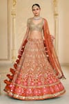 Buy_Arpita Mehta_Orange Organza, Net Mirrors, Embroidery, Tassels, Thread And Bridal Lehenga Set _at_Aza_Fashions