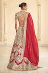 Shop_Arpita Mehta_Red Organza, Net Mirrors, Embroidery, Metallic Hand And Bridal Lehenga Set _at_Aza_Fashions