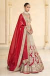 Arpita Mehta_Red Organza, Net Mirrors, Embroidery, Metallic Hand And Bridal Lehenga Set _Online_at_Aza_Fashions