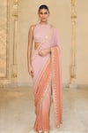 Buy_Arpita Mehta_Mauve Georgette Embroidery, Mirrors, Tassels Round Shaded Hand Star Sari Set _at_Aza_Fashions