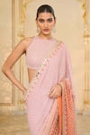 Arpita Mehta_Mauve Georgette Embroidery, Mirrors, Tassels Round Shaded Hand Star Sari Set _Online_at_Aza_Fashions