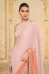 Shop_Arpita Mehta_Mauve Georgette Embroidery, Mirrors, Tassels Round Shaded Hand Star Sari Set _Online_at_Aza_Fashions