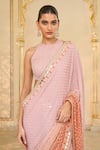 Arpita Mehta_Mauve Georgette Embroidery, Mirrors, Tassels Round Shaded Hand Star Sari Set _at_Aza_Fashions