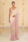 Arpita Mehta_Pink Georgette Embroidery, Sequins, Metallic Thread, Shaded Hand Star Saree Set _Online_at_Aza_Fashions