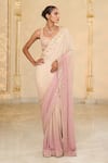 Buy_Arpita Mehta_Pink Georgette Embroidery, Sequins, Metallic Thread, Shaded Hand Star Saree Set _Online_at_Aza_Fashions
