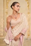 Shop_Arpita Mehta_Pink Georgette Embroidery, Sequins, Metallic Thread, Shaded Hand Star Saree Set _Online_at_Aza_Fashions