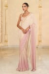 Buy_Arpita Mehta_Pink Georgette Embroidery, Sequins, Metallic Thread, Shaded Hand Star Saree Set _at_Aza_Fashions