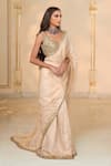 Arpita Mehta_Gold Tissue, Net Mirrors, Sequins, Embroidery V-neck Hand Saree And Blouse Set _Online_at_Aza_Fashions
