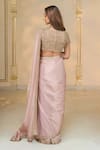 Shop_Arpita Mehta_Pink Tissue, Net Embroidery, Sequins, Stones, Zari Round Hand Classic Saree Set _at_Aza_Fashions