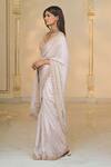 Arpita Mehta_Rose Gold Tissue, Net Embroidery, Sequins, Stones, Beads Hand Classic Sari Set _Online_at_Aza_Fashions