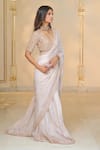 Buy_Arpita Mehta_Rose Gold Tissue, Net Embroidery, Sequins, Stones, Beads Hand Classic Sari Set _Online_at_Aza_Fashions