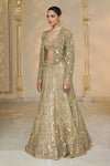 Arpita Mehta_Gold Tissue, Net Mirrors, Embroidery, Metallic Thread Sweetheart And Lehenga Set _Online_at_Aza_Fashions