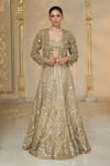 Buy_Arpita Mehta_Gold Tissue, Net Mirrors, Embroidery, Metallic Thread Sweetheart And Lehenga Set _at_Aza_Fashions