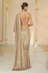 Shop_Arpita Mehta_Gold Georgette Sequins, Embroidery Bandeau Neck Hand Pre-draped Saree Set _at_Aza_Fashions