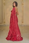 Arpita Mehta_Red Organza, Net Mirrors, Embroidery Hand Pre-stitched Lehenga Sari Set _Online_at_Aza_Fashions