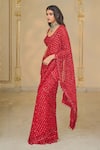 Buy_Arpita Mehta_Red Georgette Sequins, Mirrors, Embroidery Hand Pre-draped Saree And Blouse _Online_at_Aza_Fashions