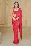 Buy_Arpita Mehta_Red Georgette Sequins, Mirrors, Embroidery Hand Pre-draped Saree And Blouse _at_Aza_Fashions