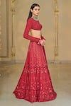Buy_Arpita Mehta_Red Georgette, Net Embroidery, Mirrors, Sequins High Hand Linear Lehenga Set _Online_at_Aza_Fashions