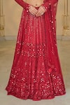 Shop_Arpita Mehta_Red Georgette, Net Embroidery, Mirrors, Sequins High Hand Linear Lehenga Set _Online_at_Aza_Fashions