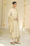 Arpita Mehta_Off White Georgette, Dupion, Tissue Bandhani Kurta Churidar And Dupatta Set _Online_at_Aza_Fashions