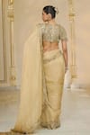 Shop_Arpita Mehta_Gold Tissue, Net Mirrors, Sequins, Embroidery Round Neck Saree And Hand Blouse _at_Aza_Fashions