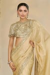 Arpita Mehta_Gold Tissue, Net Mirrors, Sequins, Embroidery Round Neck Saree And Hand Blouse _at_Aza_Fashions