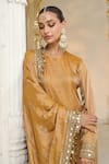 Shop_Arpita Mehta_Gold Tissue, Dupion Embroidery, Mirrors, Beads, Hand Long Kurta Churidar Set _Online_at_Aza_Fashions