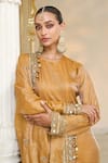 Buy_Arpita Mehta_Gold Tissue, Dupion Embroidery, Mirrors, Beads, Hand Long Kurta Churidar Set 