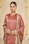 Buy_Arpita Mehta_Brown Tissue, Dupion Embroidery, Mirrors, Gota Hand Long Kurta Churidar Set _Online_at_Aza_Fashions