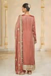 Shop_Arpita Mehta_Brown Tissue, Dupion Embroidery, Mirrors, Gota Hand Long Kurta Churidar Set _at_Aza_Fashions