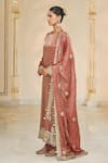 Buy_Arpita Mehta_Brown Tissue, Dupion Embroidery, Mirrors, Gota Hand Long Kurta Churidar Set 