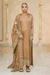 Shop_Arpita Mehta_Gold Tissue, Dupion Embroidery, Mirrors, Metallic Hand Kurta Churidar Set _Online_at_Aza_Fashions
