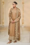 Arpita Mehta_Gold Tissue, Dupion Embroidery, Mirrors, Metallic Hand Kurta Churidar Set _at_Aza_Fashions