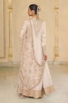 Shop_Arpita Mehta_Rose Gold Tissue, Net, Dupion Embroidery, Hand Long Anarkali And Jaal Dupatta Set _at_Aza_Fashions