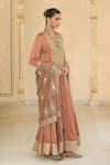 Buy_Arpita Mehta_Brown Tissue, Dupion, Net Embroidery, Hand Long Anarkali And Jaal Dupatta _Online_at_Aza_Fashions
