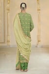 Shop_Arpita Mehta_Olive Green Georgette, Dupion, Tissue Bandhani Kurta Set With Dupatta _at_Aza_Fashions