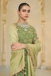 Buy_Arpita Mehta_Olive Green Georgette, Dupion, Tissue Bandhani Kurta Set With Dupatta _Online_at_Aza_Fashions
