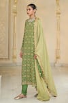 Arpita Mehta_Olive Green Georgette, Dupion, Tissue Bandhani Kurta Set With Dupatta _at_Aza_Fashions